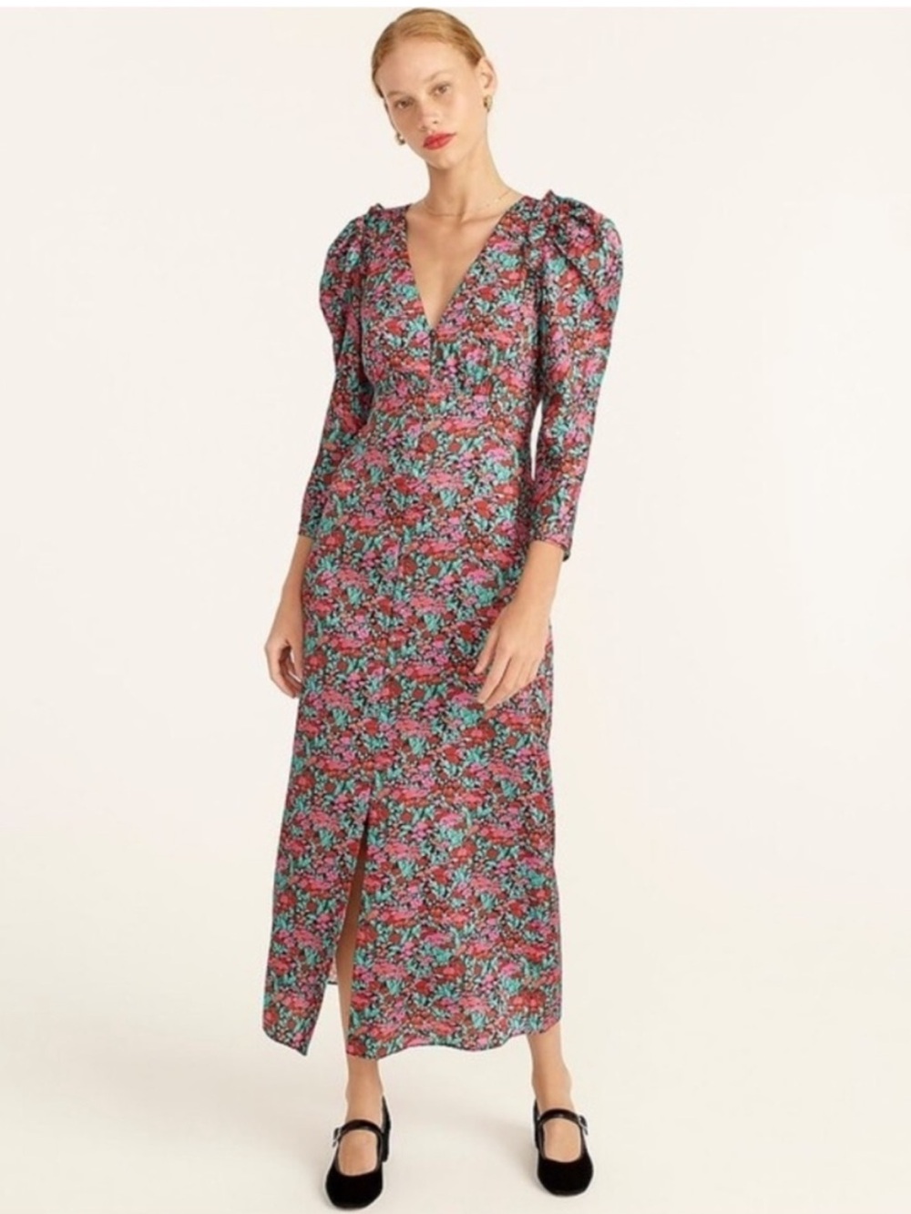 NWT J. Crew Collection Drapey Puff Sleeve Midi Dress Ratti Floral